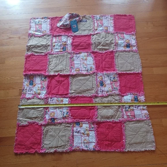 Handmade Reversible Quilted Rag Patchwork Blanket Bedding Play Mat Bear Pattern - Picture 4 of 10